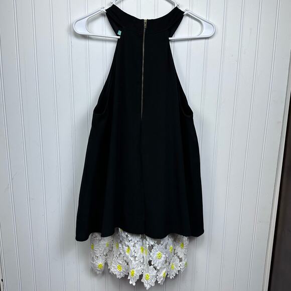 Judith March medium black daisy romper lace embroidered floral halter cutout - Picture 13 of 13